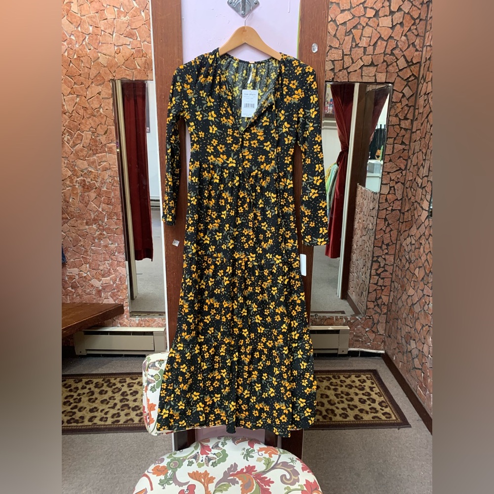 Brand new tags Floral Black and Yellow Dress